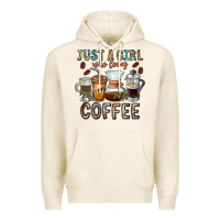 Tofu Just A Girl Who Loves Coffee Premium Hoodie - CowhideDigitalArt