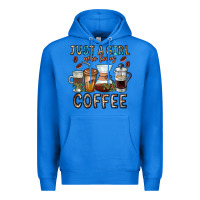 True Royal Just A Girl Who Loves Coffee Premium Hoodie - CowhideDigitalArt