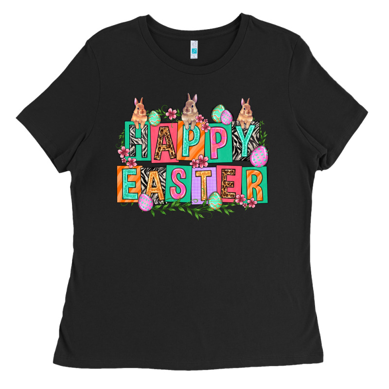 Happy Easter With Plate Letters Easter Day Ladies Tee by HowdyJamesFarm | Teevron