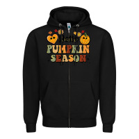 Black hello pumpkin season Zipper Hoodie - BarkalooDesign