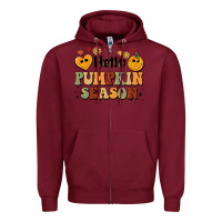 Burgundy hello pumpkin season Zipper Hoodie - BarkalooDesign