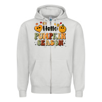 Dove Grey hello pumpkin season Zipper Hoodie - BarkalooDesign