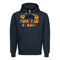 Navy hello pumpkin season Zipper Hoodie - BarkalooDesign