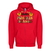 Red hello pumpkin season Zipper Hoodie - BarkalooDesign