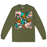 Army Green american yorkshire pig seamless pattern Long Sleeve Tee - FaDigitalArtStudio