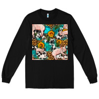Black american yorkshire pig seamless pattern Long Sleeve Tee - FaDigitalArtStudio