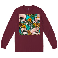 Burgundy american yorkshire pig seamless pattern Long Sleeve Tee - FaDigitalArtStudio