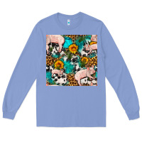 Colony Blue american yorkshire pig seamless pattern Long Sleeve Tee - FaDigitalArtStudio