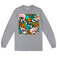 Heather Grey american yorkshire pig seamless pattern Long Sleeve Tee - FaDigitalArtStudio