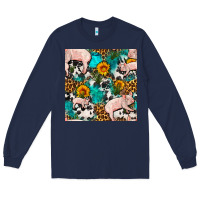 Navy american yorkshire pig seamless pattern Long Sleeve Tee - FaDigitalArtStudio