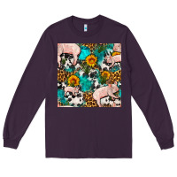 Plum american yorkshire pig seamless pattern Long Sleeve Tee - FaDigitalArtStudio