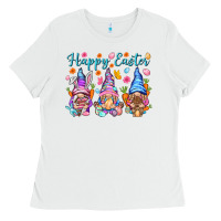 White Happy Easter gnomies Easter Day Ladies Tee - HowdyJamesFarm
