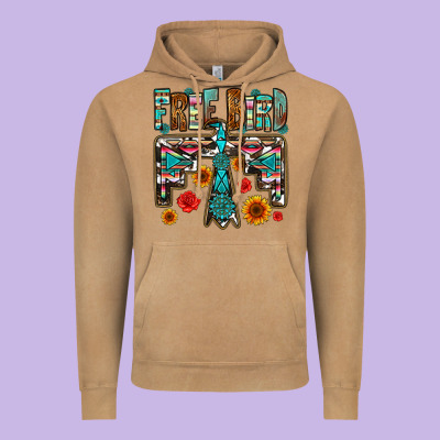 Western Free Bird Vintage Hoodie Designed By Oliviacreatesart