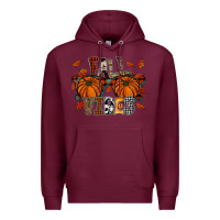 Burgundy autumn style with pumpkins Premium Hoodie - CowhideDigitalArt