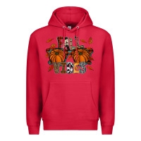 Cardinal autumn style with pumpkins Premium Hoodie - CowhideDigitalArt