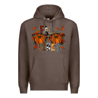 Coffee autumn style with pumpkins Premium Hoodie - CowhideDigitalArt