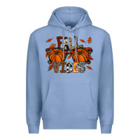 Colony Blue autumn style with pumpkins Premium Hoodie - CowhideDigitalArt