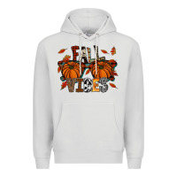 Dove Grey autumn style with pumpkins Premium Hoodie - CowhideDigitalArt