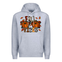 Heather Grey autumn style with pumpkins Premium Hoodie - CowhideDigitalArt