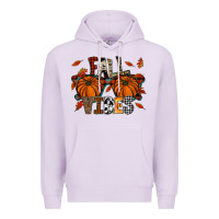 Lilac autumn style with pumpkins Premium Hoodie - CowhideDigitalArt