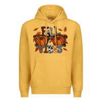 Mustard autumn style with pumpkins Premium Hoodie - CowhideDigitalArt