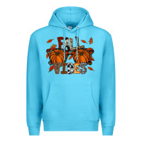 Ocean Blue autumn style with pumpkins Premium Hoodie - CowhideDigitalArt