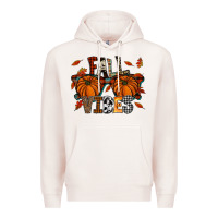 Pale Pink autumn style with pumpkins Premium Hoodie - CowhideDigitalArt