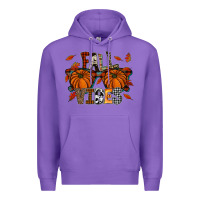 Purple autumn style with pumpkins Premium Hoodie - CowhideDigitalArt