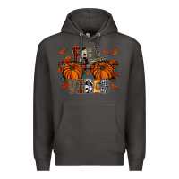 Smoke autumn style with pumpkins Premium Hoodie - CowhideDigitalArt