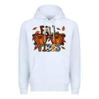 White autumn style with pumpkins Premium Hoodie - CowhideDigitalArt