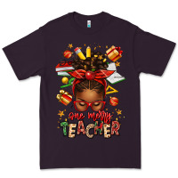 Plum one merry teacher afro messy bun Premium Tee - texasbilliewilder