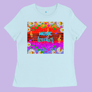 Rainbow Music Teacher Ladies Tee Designed By Tumblerdesignbyshophia