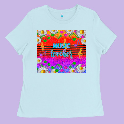 Rainbow Music Teacher Ladies Tee Designed By Tumblerdesignbyshophia