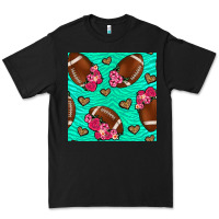 Black American Football roses and hearts Premium Tee - NancyCooperArtShop
