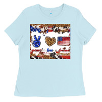 Baby Blue peace love america Ladies Tee - TumblerDesignByShophia