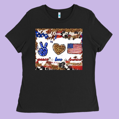 Peace Love America Ladies Tee Designed By Tumblerdesignbyshophia