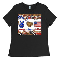 Black peace love america Ladies Tee - TumblerDesignByShophia