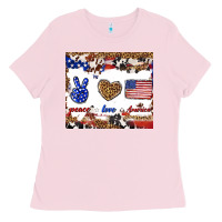 Bubblegum Pink peace love america Ladies Tee - TumblerDesignByShophia