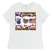 White peace love america Ladies Tee - TumblerDesignByShophia