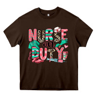 Chocolate Brown nurse on duty Heavy Core Tee - RanaPortraitStore