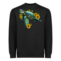 Black sea turtle with sunflowers Heavyweight Sweatshirt - Artiststas
