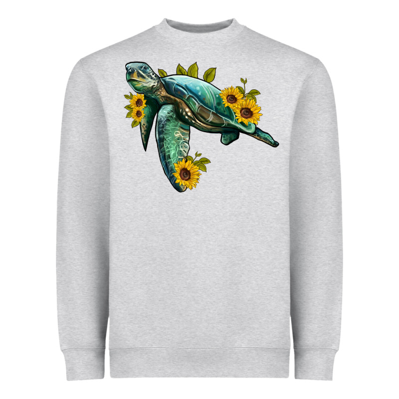 Sea Turtle With Sunflowers Heavyweight Sweatshirt by Artiststas | Teevron