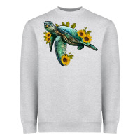 Heather Grey sea turtle with sunflowers Heavyweight Sweatshirt - Artiststas