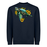 Navy sea turtle with sunflowers Heavyweight Sweatshirt - Artiststas