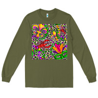Army Green mardi gras crawfish leopard  seamless pattern Long Sleeve Tee - FaDigitalArtStudio