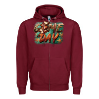 Burgundy game day  lightning football Zipper Hoodie - BarkalooDesign