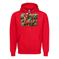 Red game day  lightning football Zipper Hoodie - BarkalooDesign