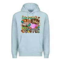 Blue Mist Life Begins After Coffee Premium Hoodie - CowhideDigitalArt
