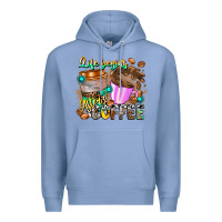 Colony Blue Life Begins After Coffee Premium Hoodie - CowhideDigitalArt