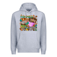 Heather Grey Life Begins After Coffee Premium Hoodie - CowhideDigitalArt